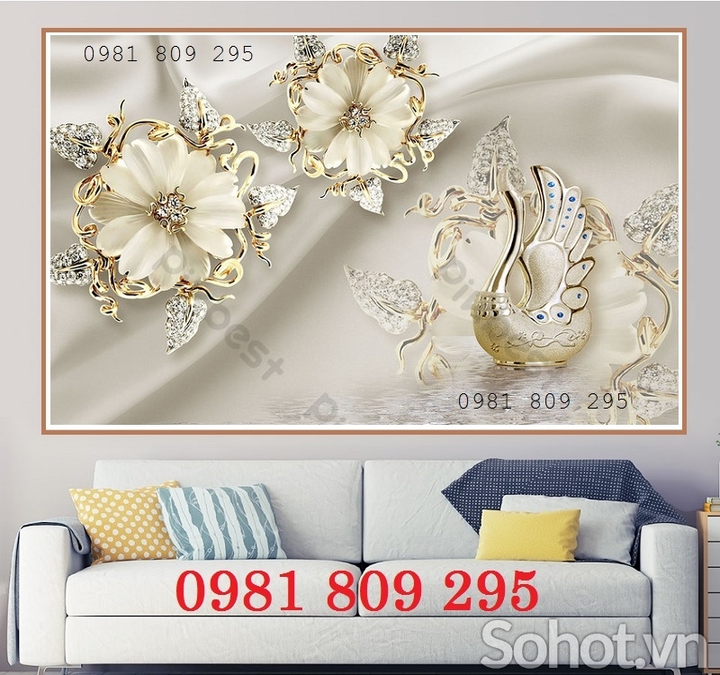 Tranh gạch 3d sứ ngọc ốp phòng khách