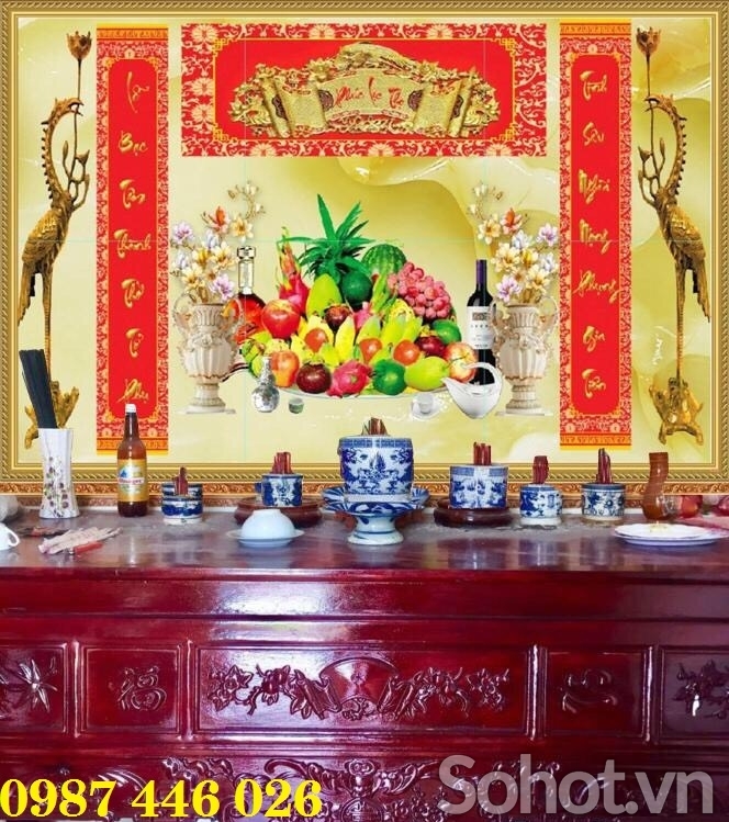 Gạch tranh phòng thờ