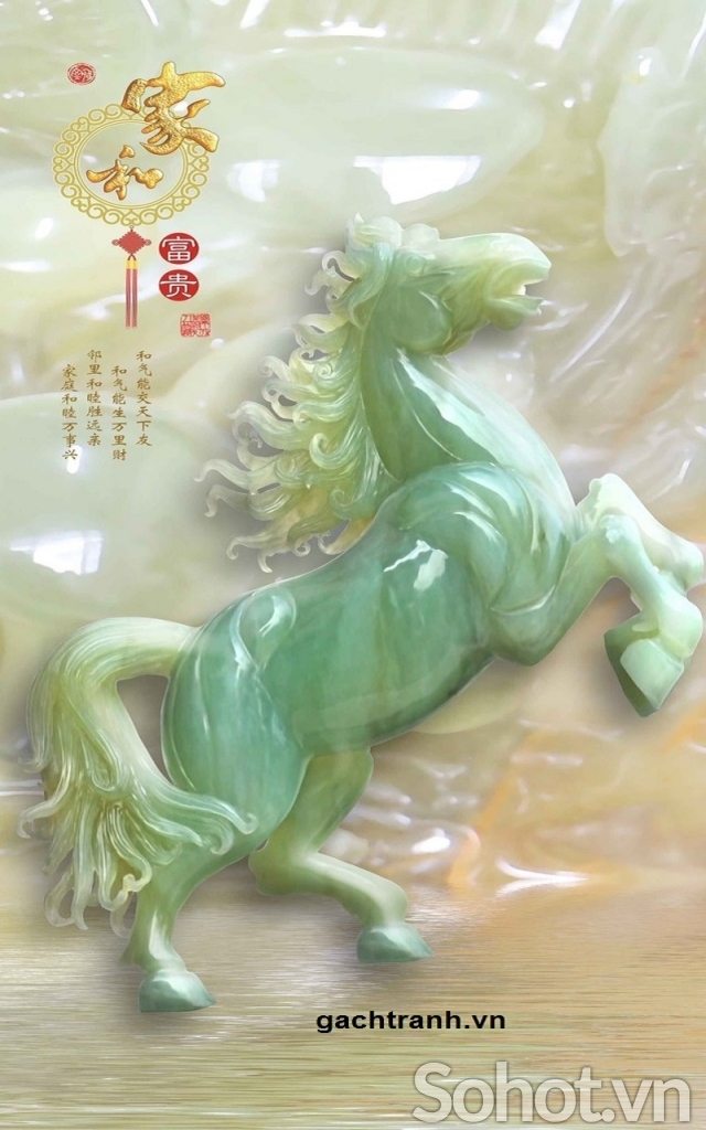 tranh ngựa 3d sứ ngọc