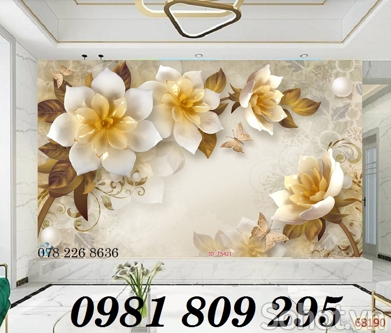 Tranh gạch ốp tường phòng khách 3d