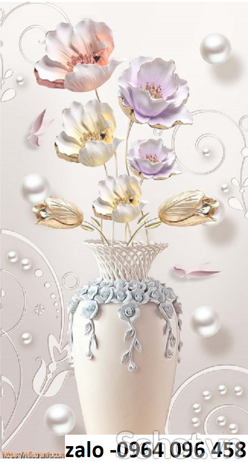 Tranh gạch 3d ốp tường bình hoa - C4322