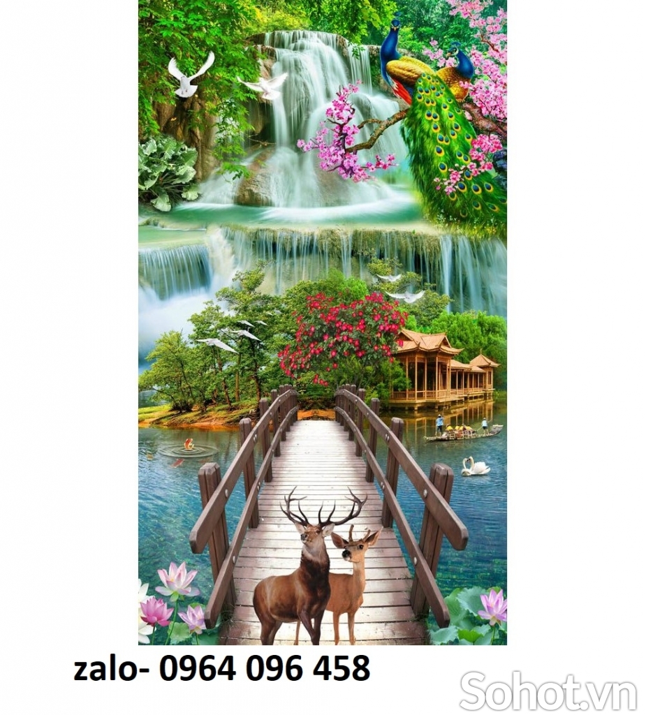 Tranh gạch 3d ốp tường phong cảnh khổ đứng - KJHG5