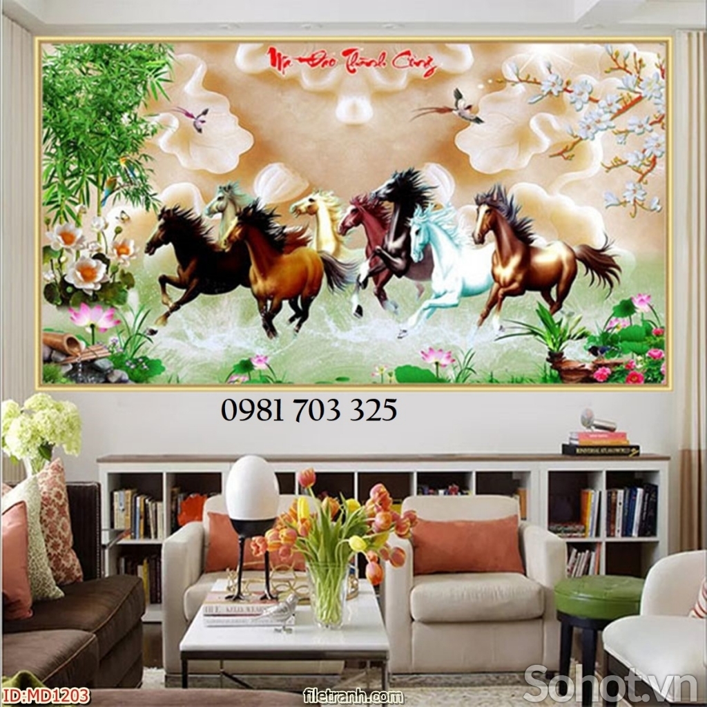 Gạch tranh phong thủy mã đáo thành công