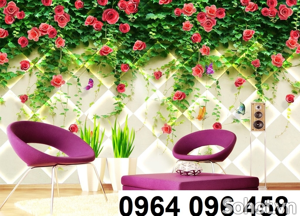 tranh gạch ốp tường 3d hoa hồng - 643SN