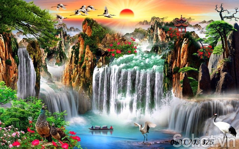 Tranh sươn thủy hữu tình-gạch tranh ốp tường