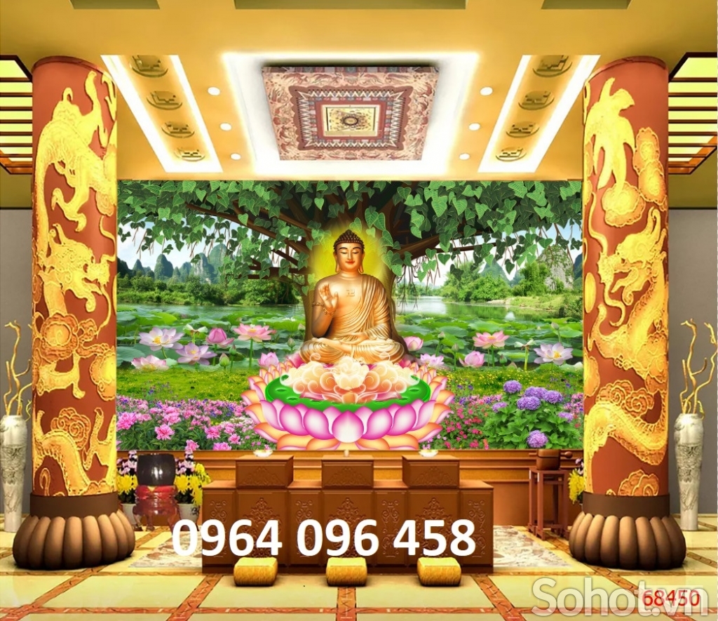 Tranh phật phòng thờ - tranh gạch 3d phòng thờ - 098CN