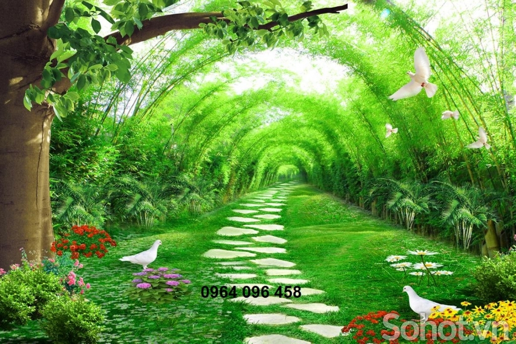 Tranh gạch 3d ốp tường phong cảnh tre trúc - DJK19