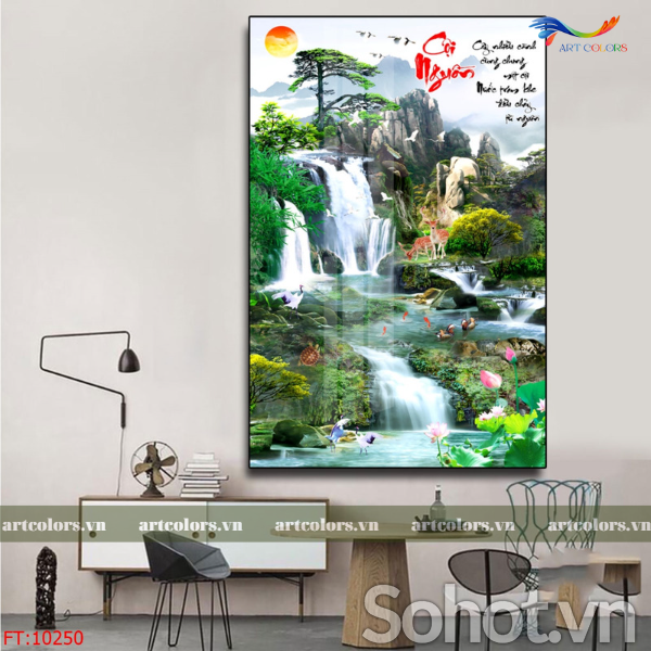 Tranh gạch khổ đứng phong cảnh trang trí