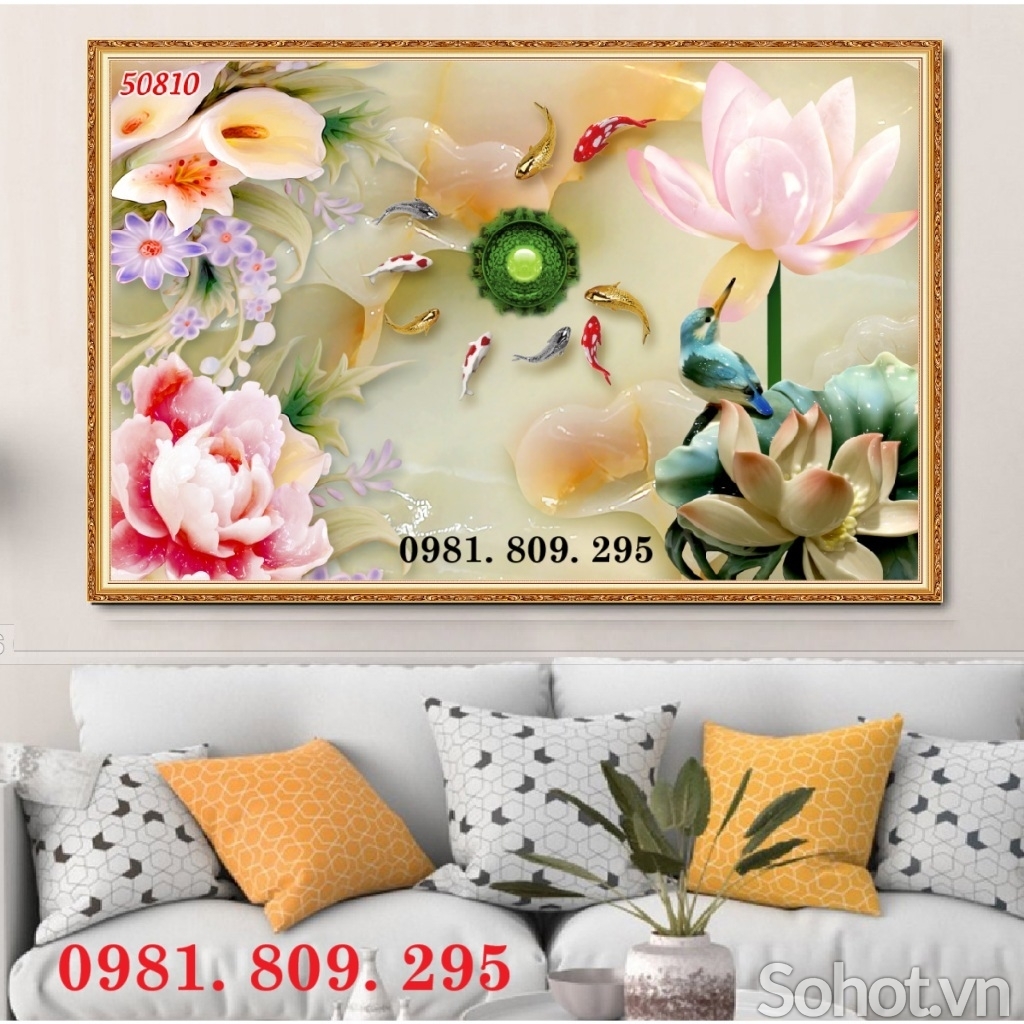 Gạch trang trí 3d hoa sen sứ ngọc HN9393