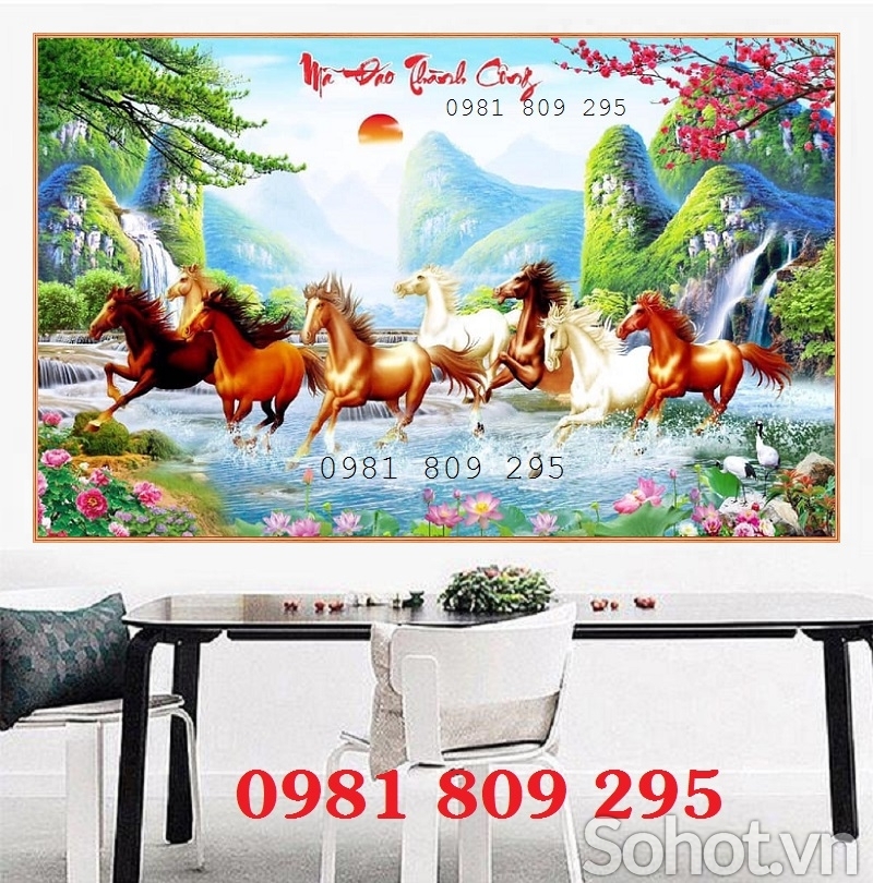 Gạch 3d ngựa phi trên nước , tranh gạch men