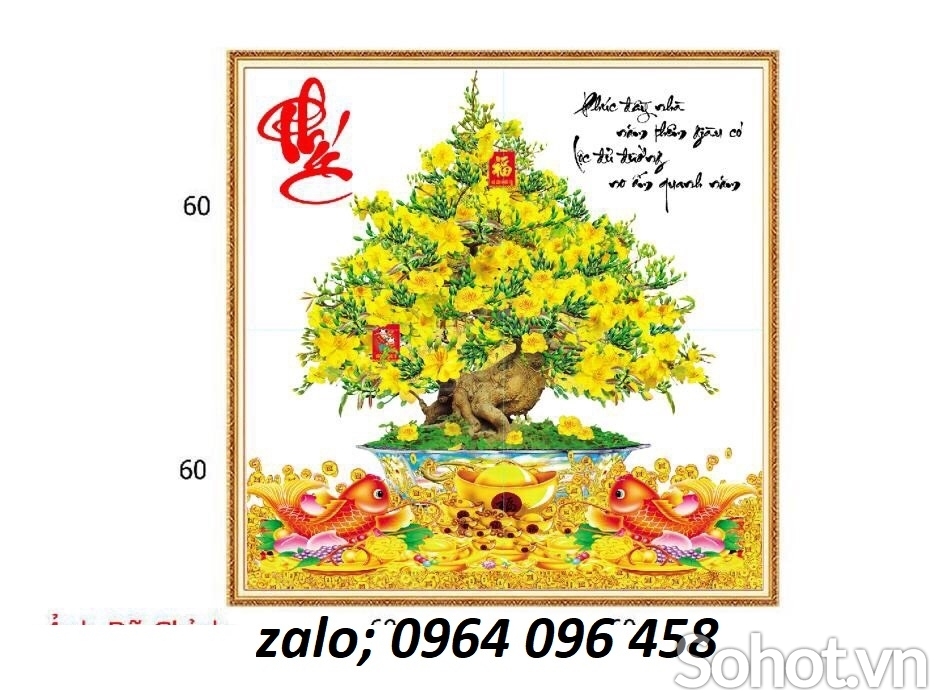 Gạch tranh 3d dán tường mẫu cây mai - 544ZL