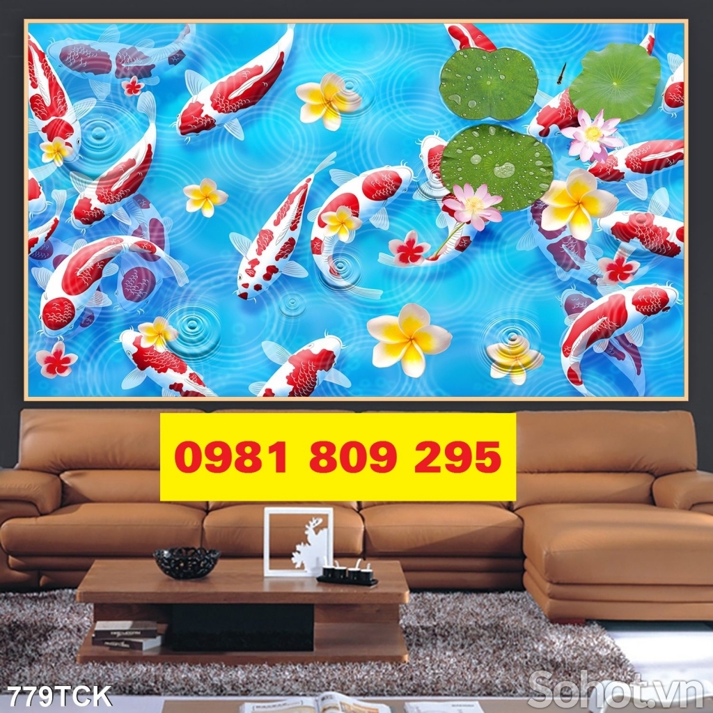 Tranh gạch men ốp tường cá chép GF76