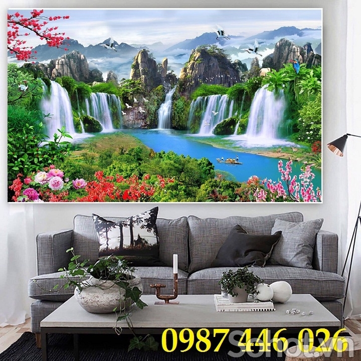 Tranh gạch men phong cảnh thác nước HP722