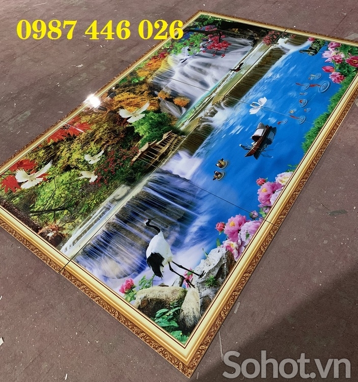 Gạch tranh 3d ốp tường phòng khách