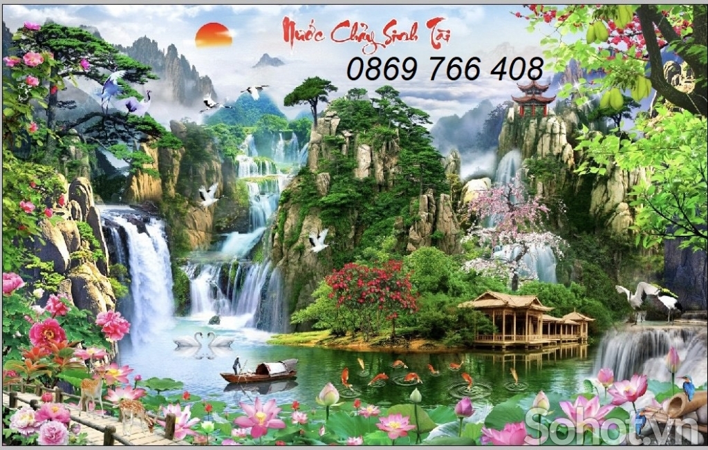 Gạch tranh phong cảnh thiên nhiên treo tường