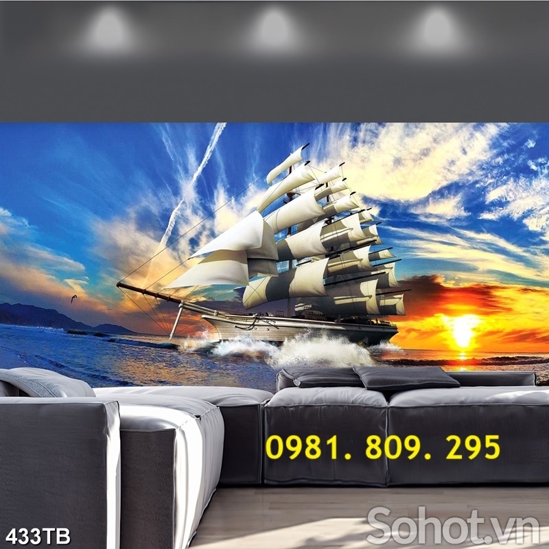 Gạch 3d thuyền , tranh gạch phòng khách HS9209