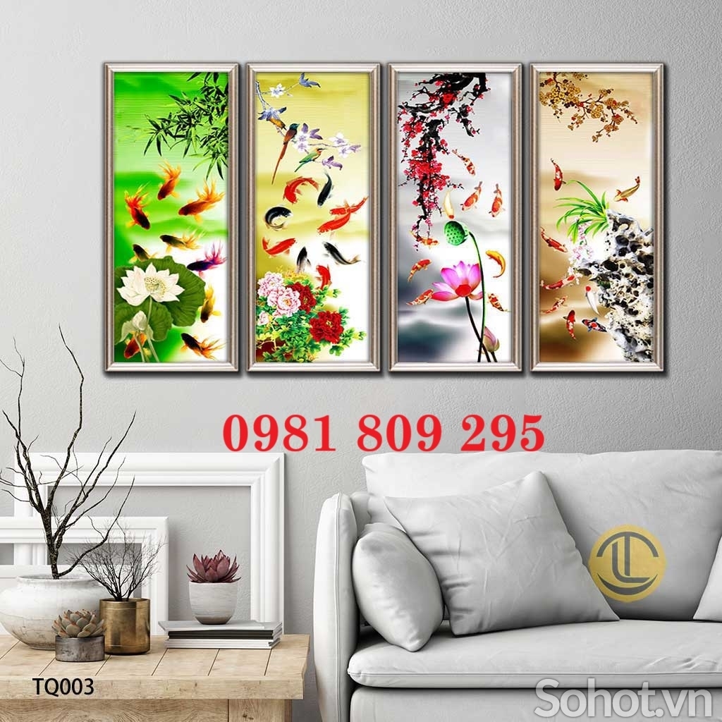 Tranh tứ quý , tranh gạch trang trí mới 3d