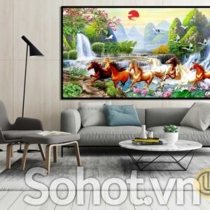 Trang trí phòng khách - tranh 8 chú ngựa