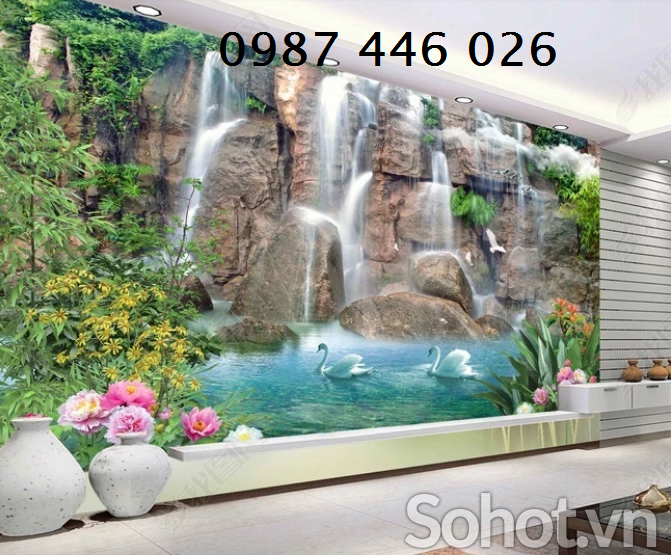 Tranh gạch men thác nước HP9283