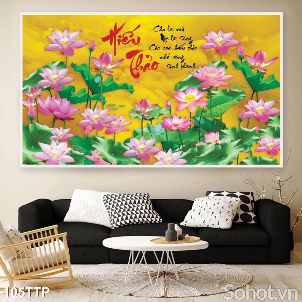 Gạch tranh hoa sen 3d đẹp HP9833