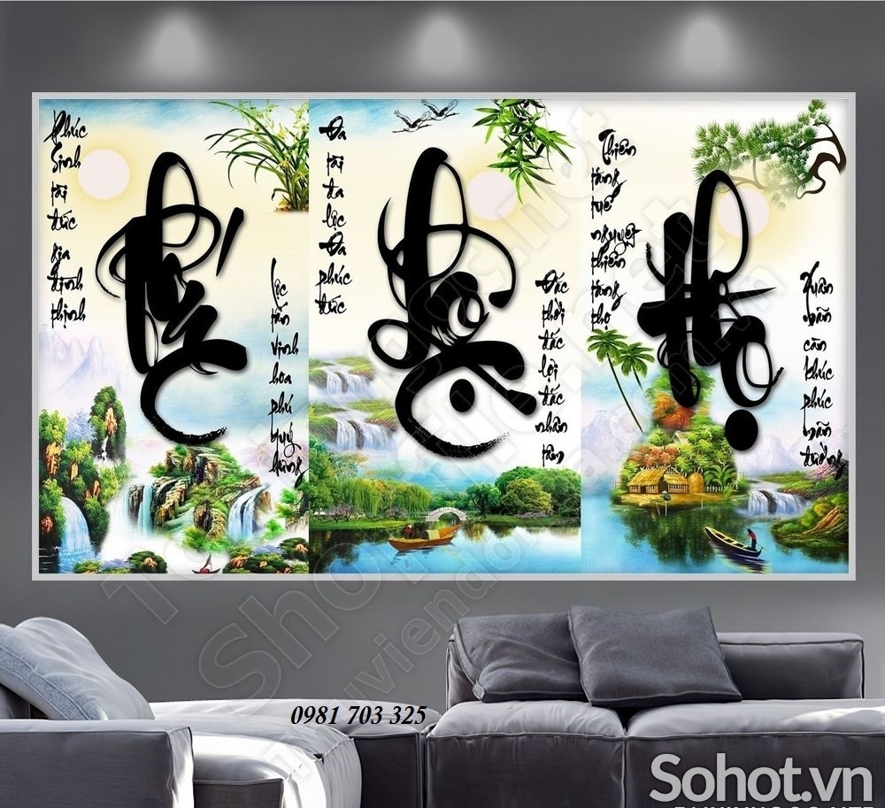 Tranh phúc lộc thọ, tranh gạch men