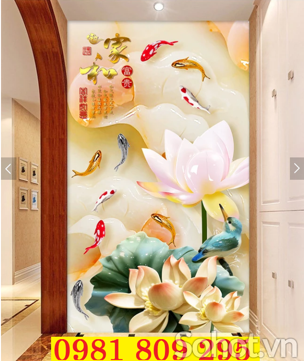 Gạch 3d khổ đứng hoa sen