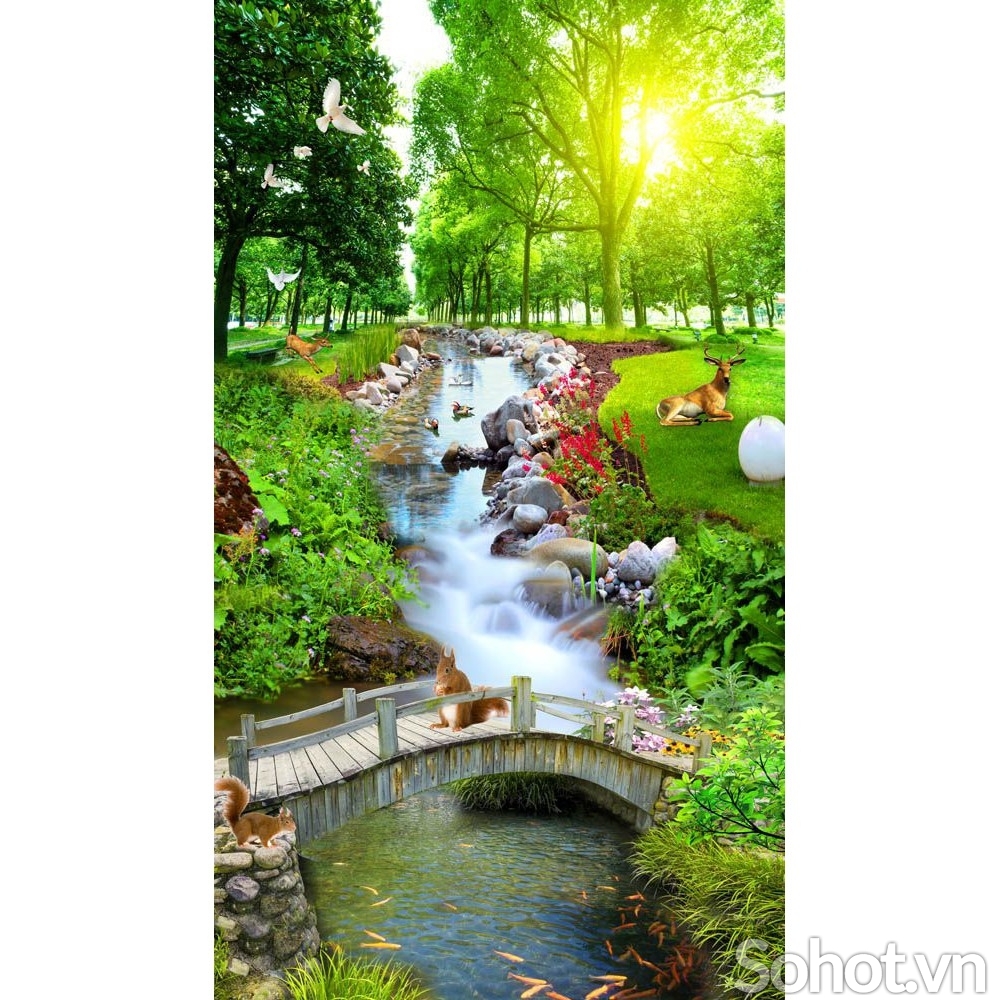 Tranh gạch 3d dán tường khổ đứng - CX423