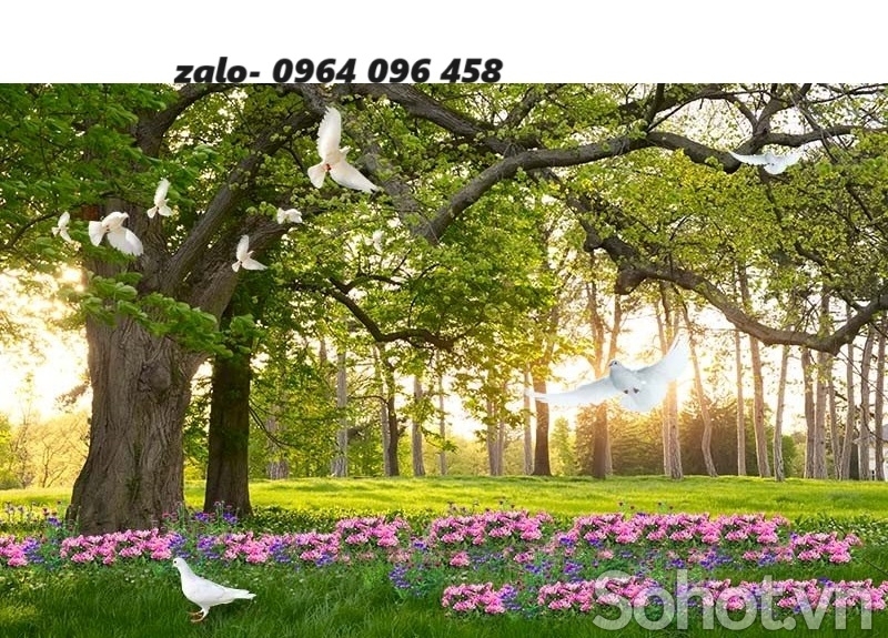 Tranh gạch 3d ốp tường rừng cây - GD33