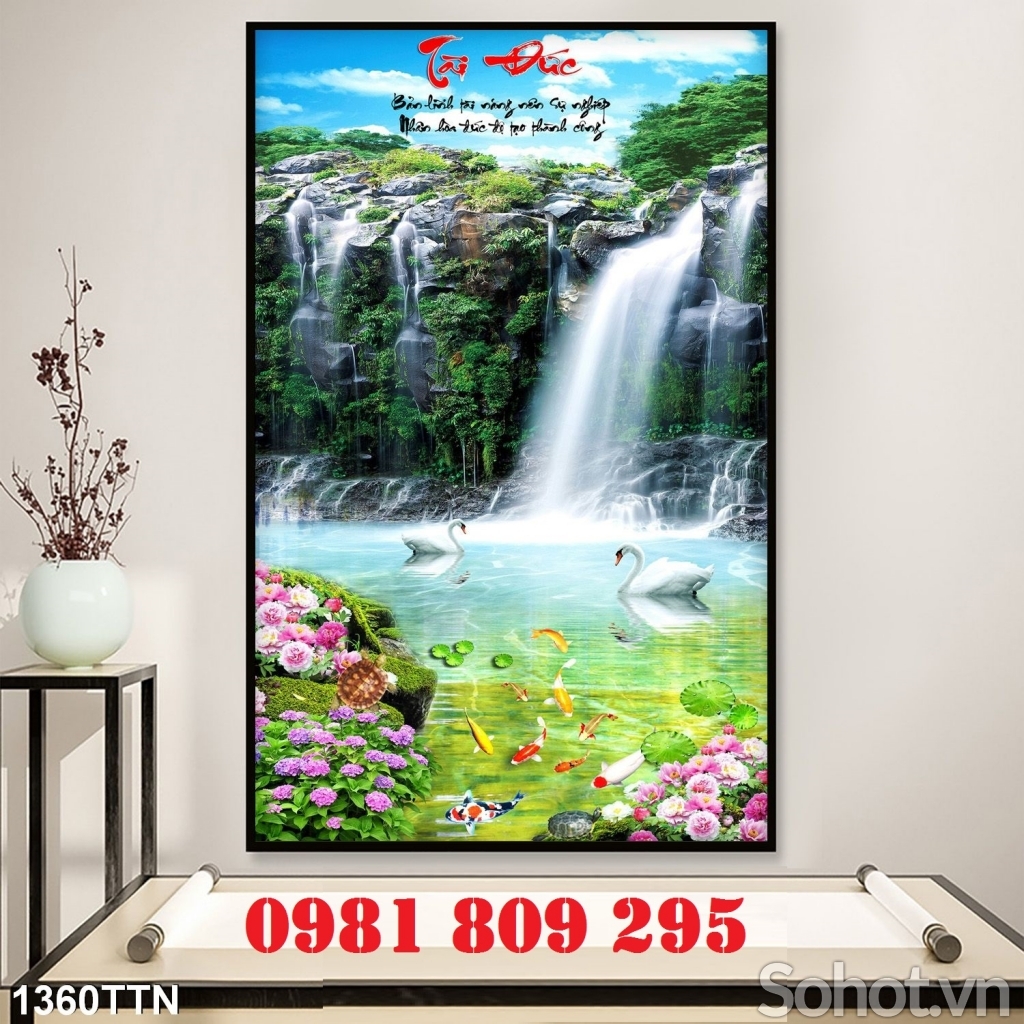 Gạch tranh 3d thác nước khổ đứng HGG4