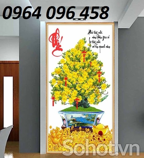 Gạch tranh 3d cây mai vàng - 543AC