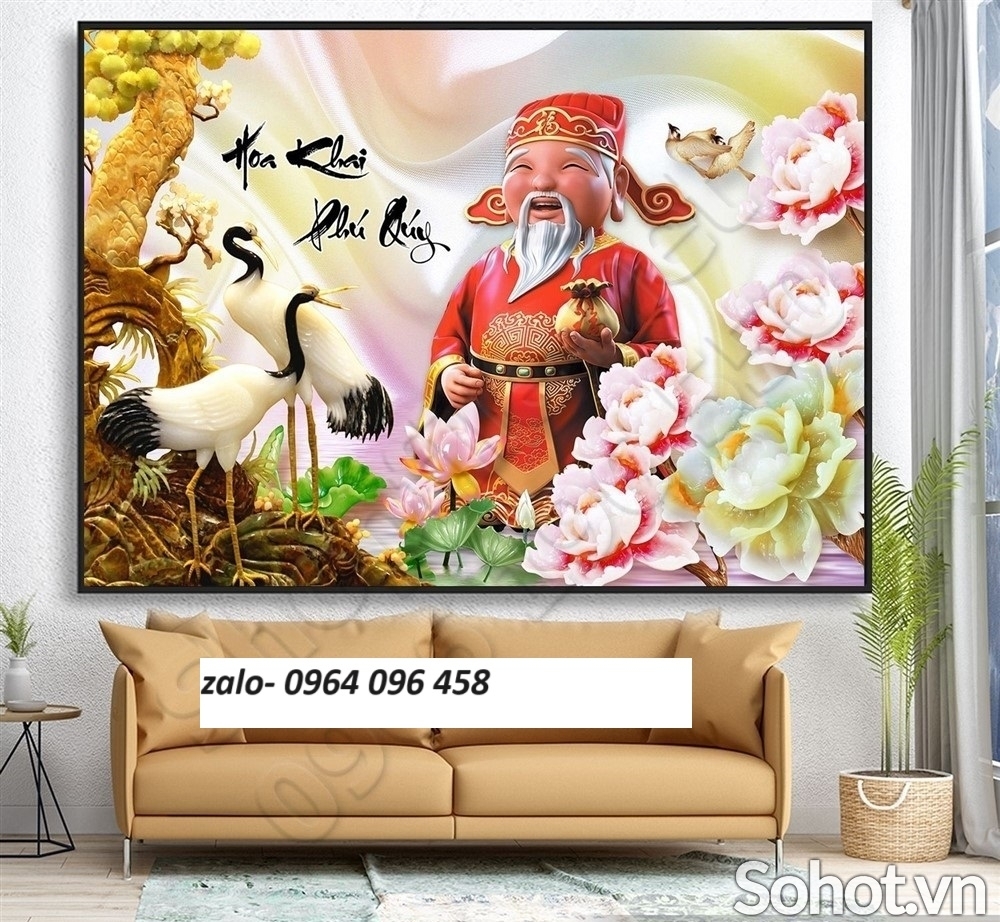 Tranh phúc lộc thọ -tranh gạch 3d phúc lộc thọ - CXC44