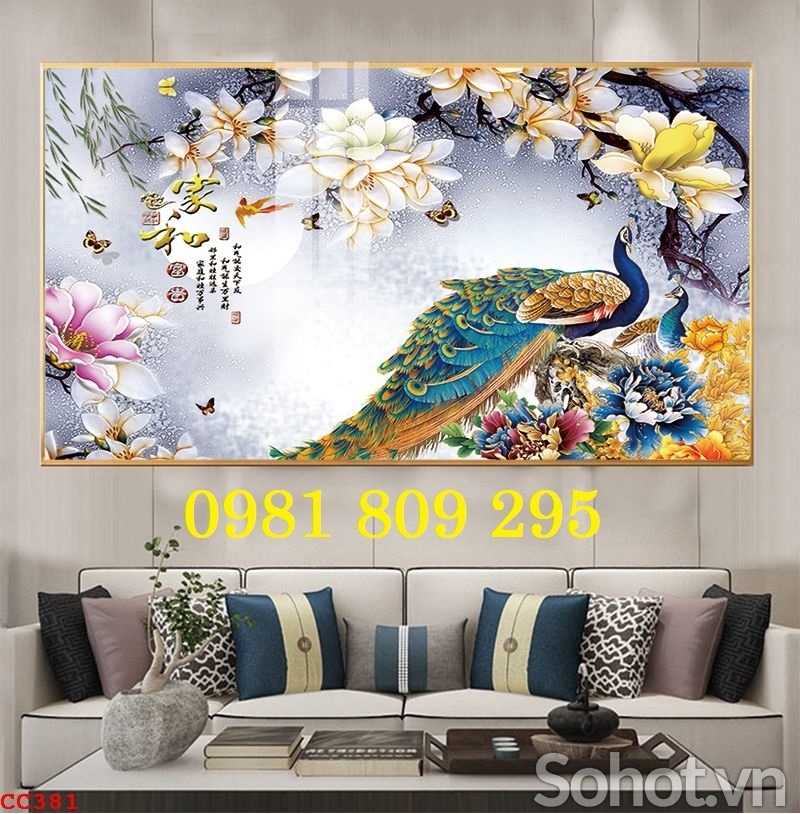 Tranh gạch men , gạch 3d trang trí chim công