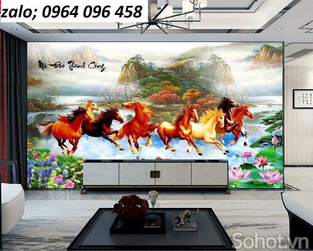 Tranh gạch men 3d phong thủy mã đáo thành công - 098SM