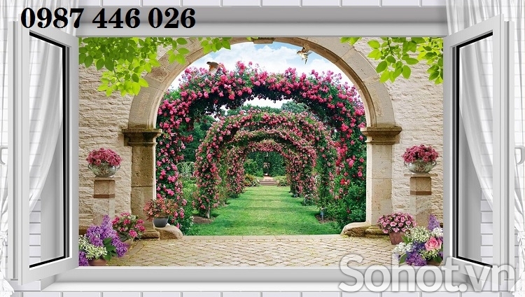 Gạch 3d tranh ốp tường cửa sổ HP79293