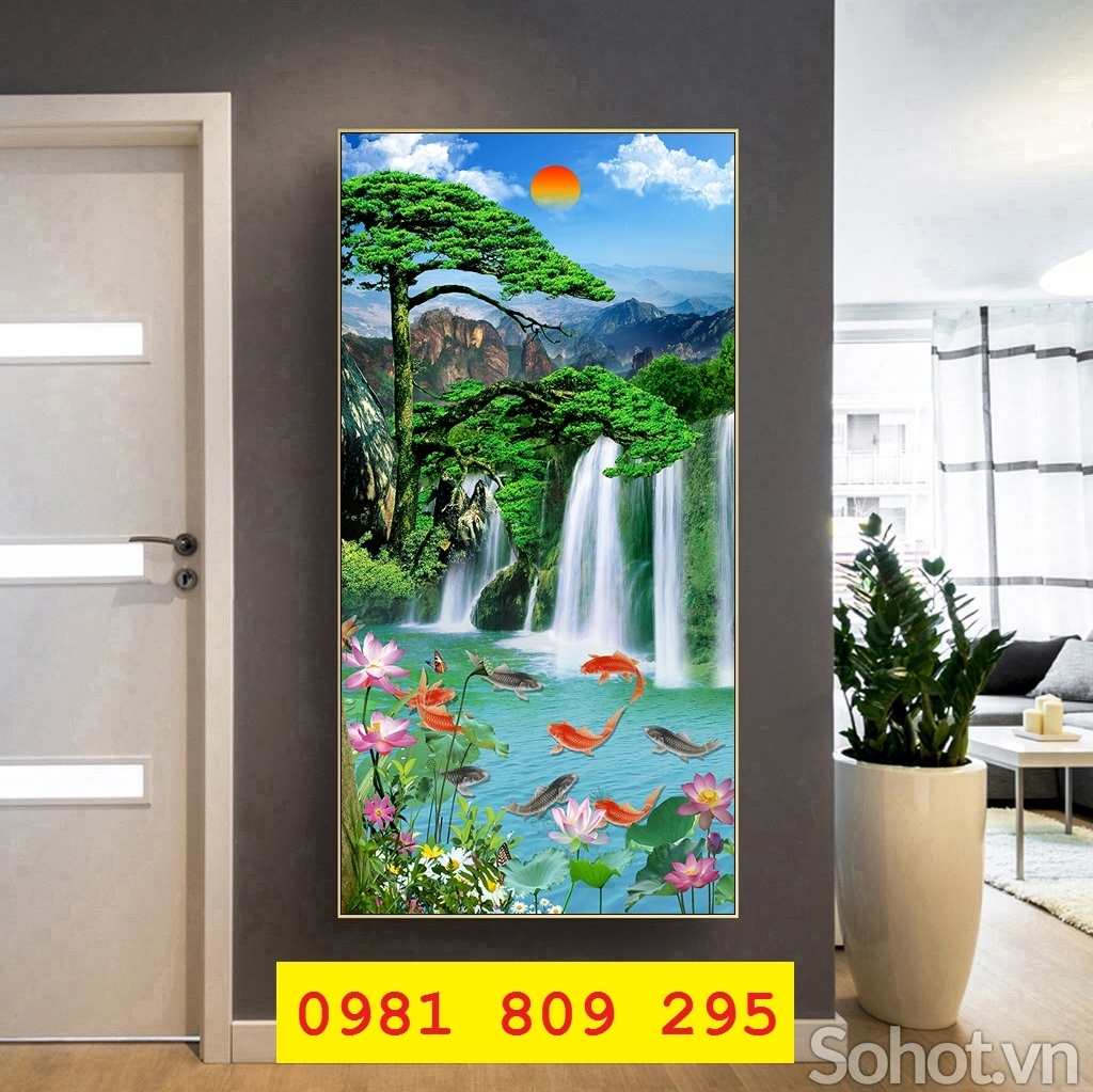 Tranh gạch thác nước 3d