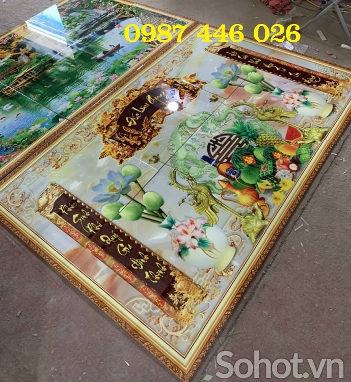 Tranh gạch phòng thờ, gach trang trí, tranh 3d