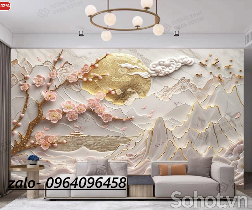 Tranh gạch trang trí phòng khách 3d - GFD32