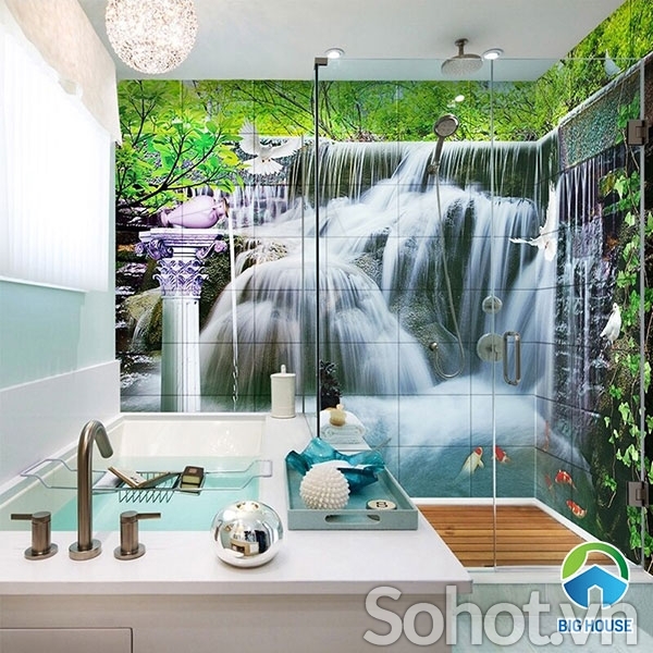 Tranh gạch 3d ốp tường phòng tắm - BVNN87