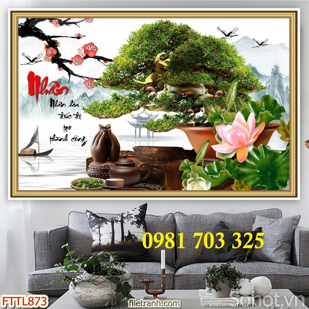 Tranh gạch 3d hoa mai trang trí