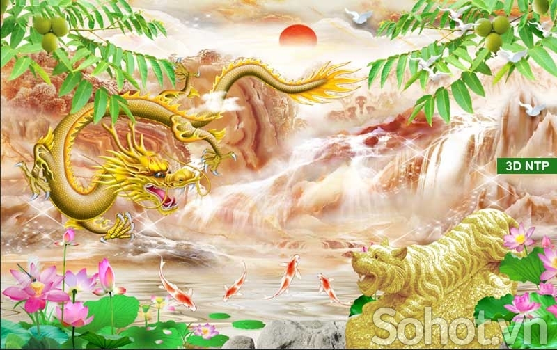 tranh 3d rồng phụng - CV49