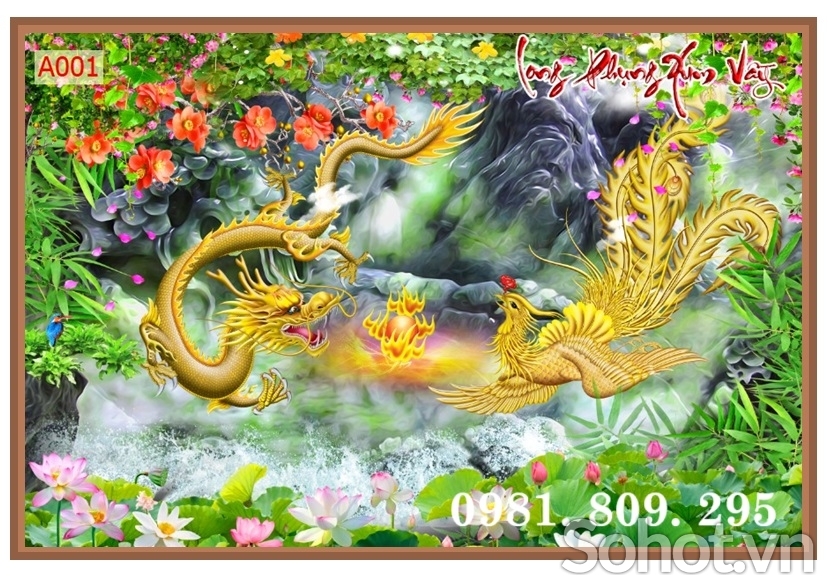 Gạch 3d ốp tường rồng phượng