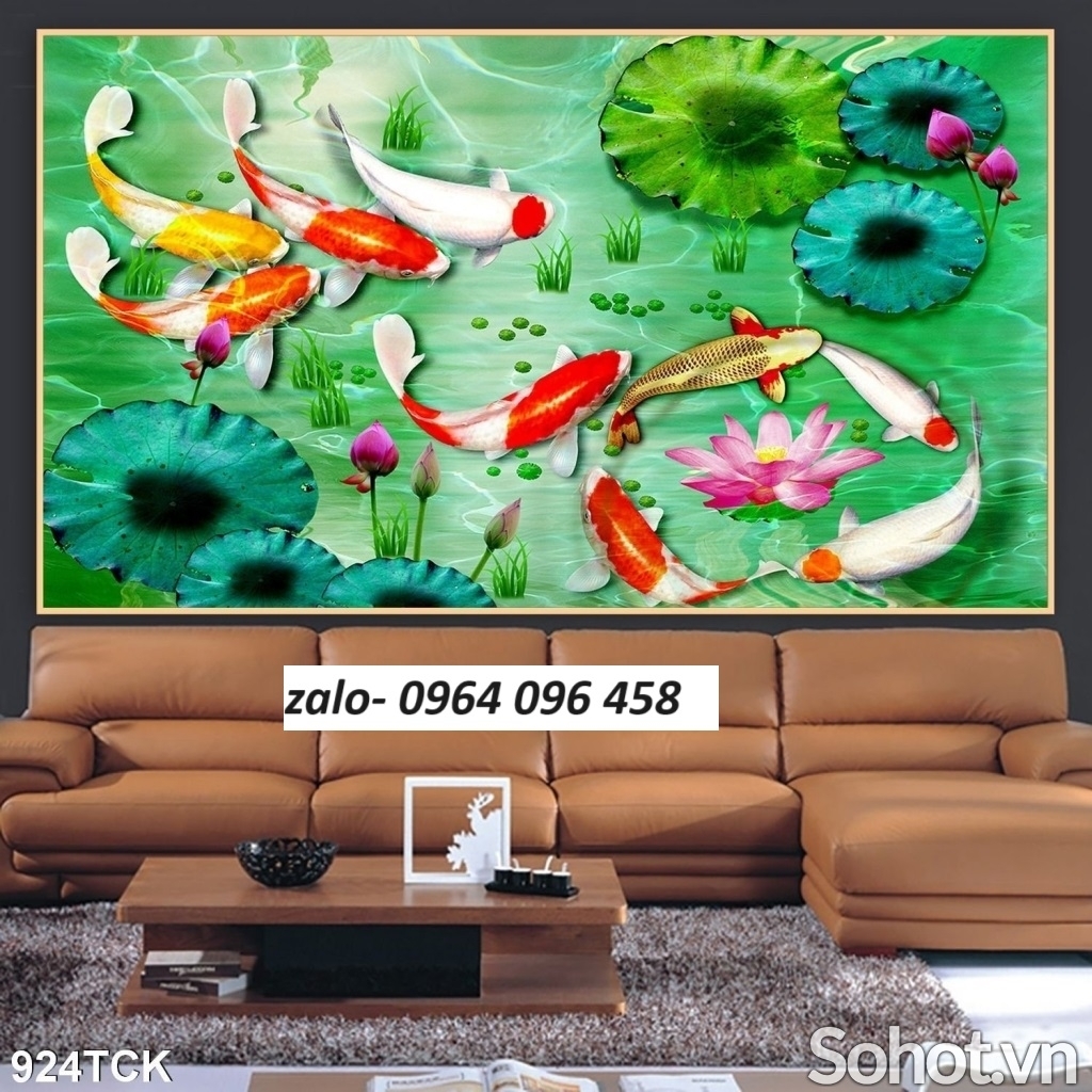 Tranh gạch 3d cửu ngư quần hội - 28CCC