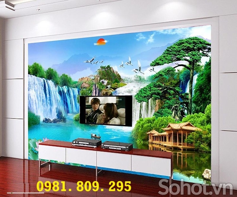 Tranh 3d thiên nhiên , gạch trang trí phong cảnh đẹp SG837