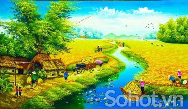 tranh đồng quê - gạch tranh 3d
