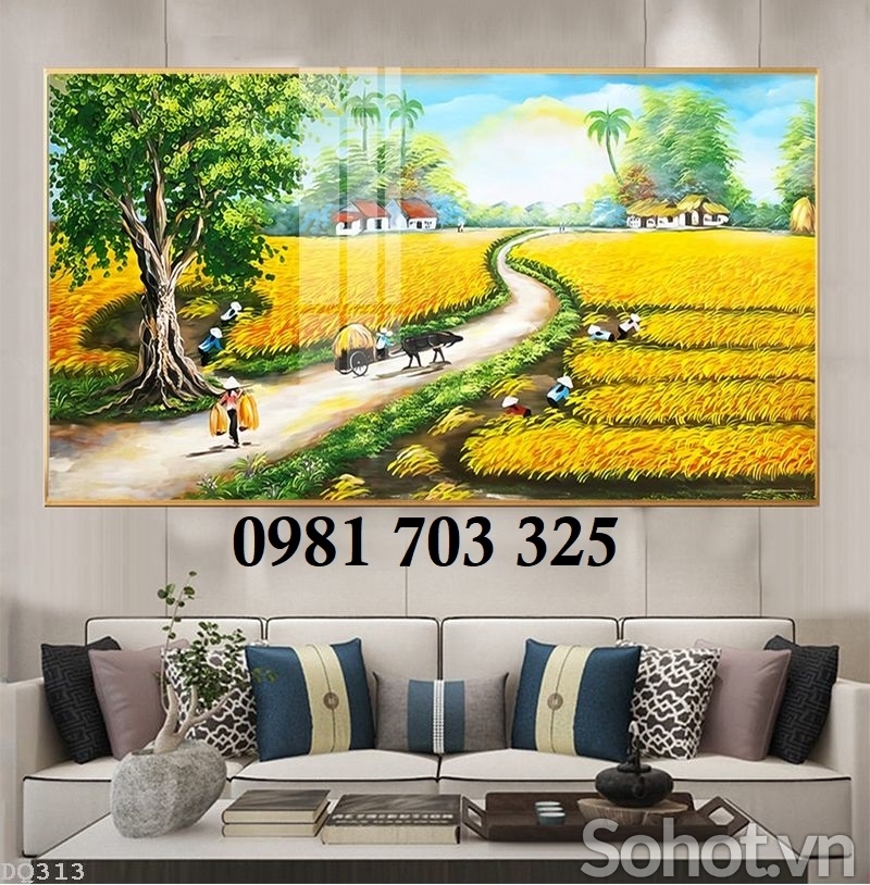 Tranh gạch phong cảnh đồng quê dán tường