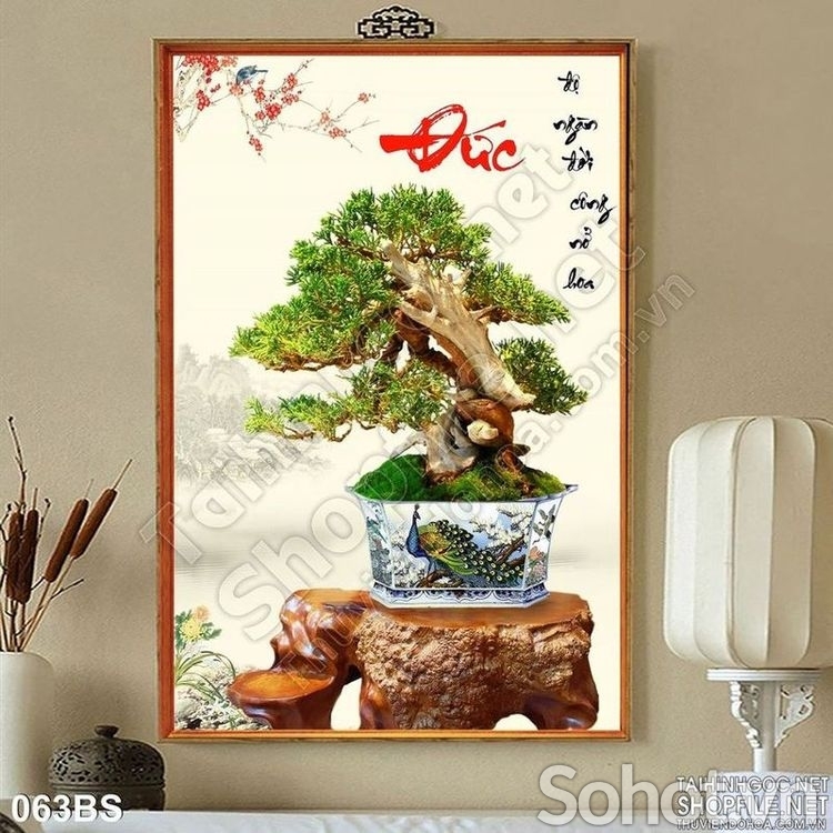 Tranh gạch 3d hoa mai dán tường - MBB66