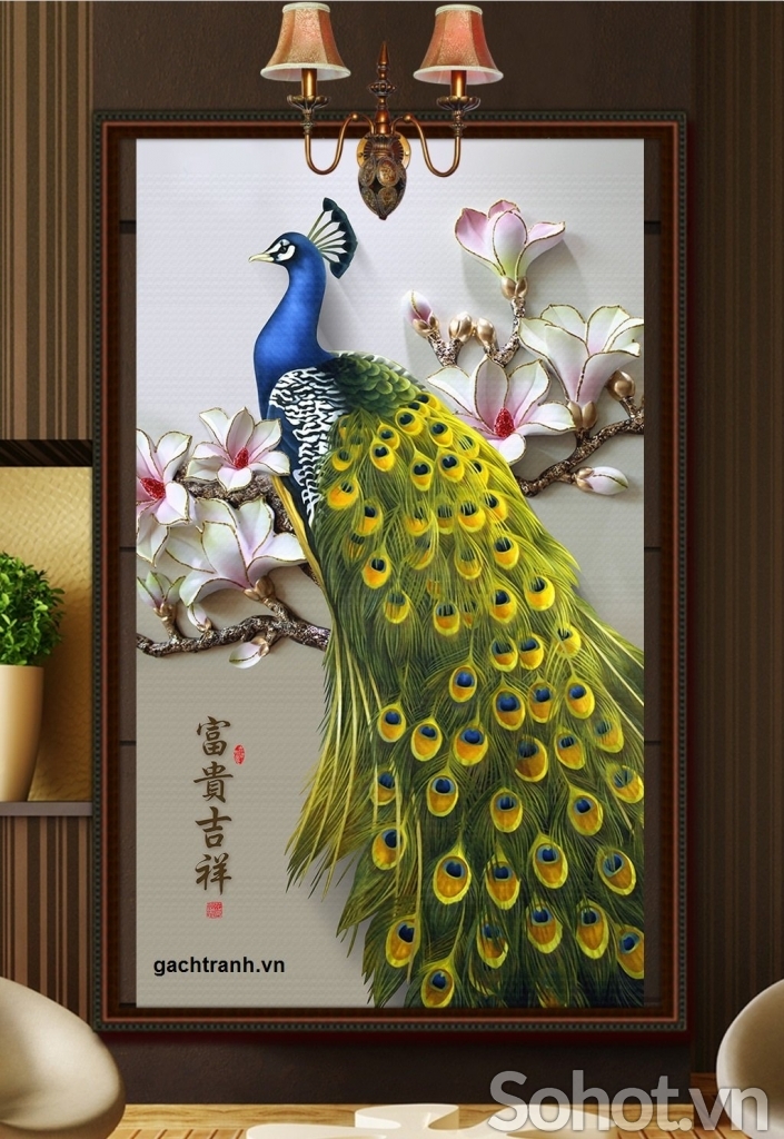 Tranh gạch 3d chim công - CV33