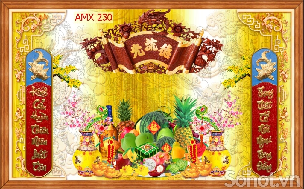 Phòng thờ gia tiên - gạch tranh 3D