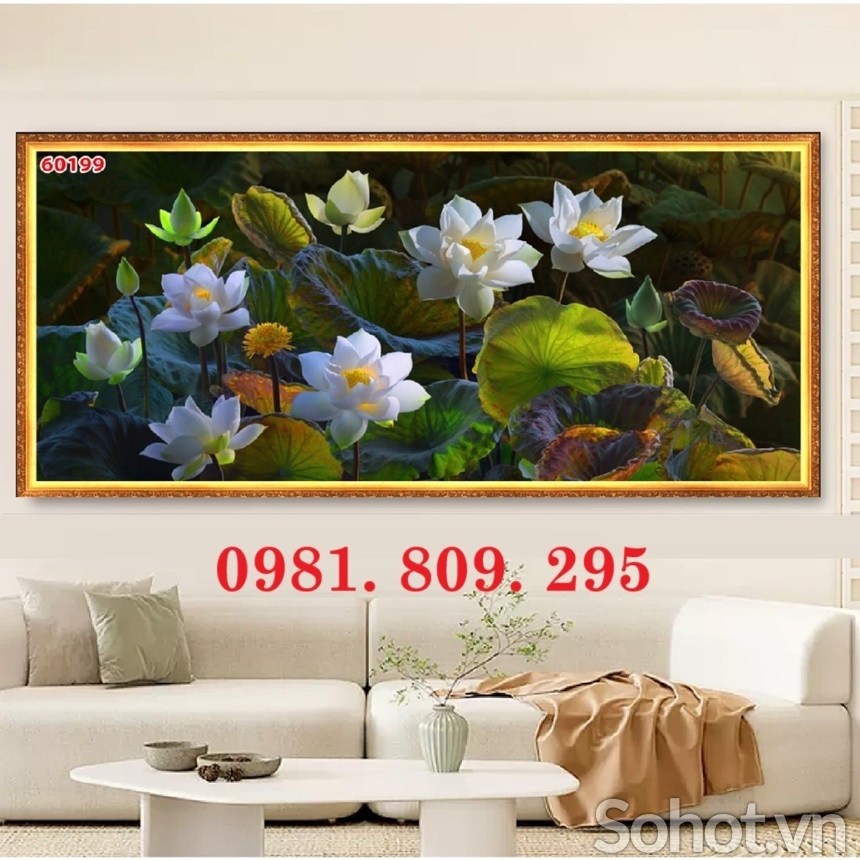 Tranh gạch 3d ốp tường hoa sen đẹp