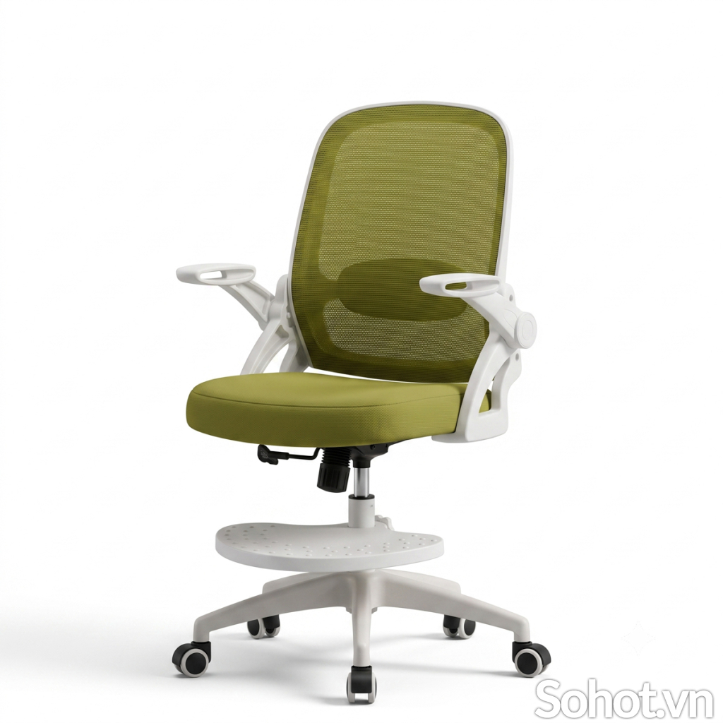 Ghế Học Sinh 1611 Khung Nhựa PP, Lưng Lưới Chống Gù, Có Gác Chân